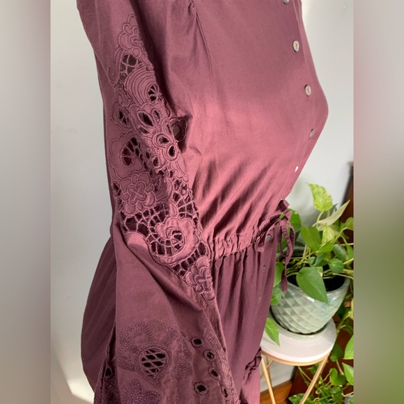 St. Roche Darcy Shirtdress Raisin Organic Cotton MIDI Pockets Cottagecore Dress - Picture 7 of 16